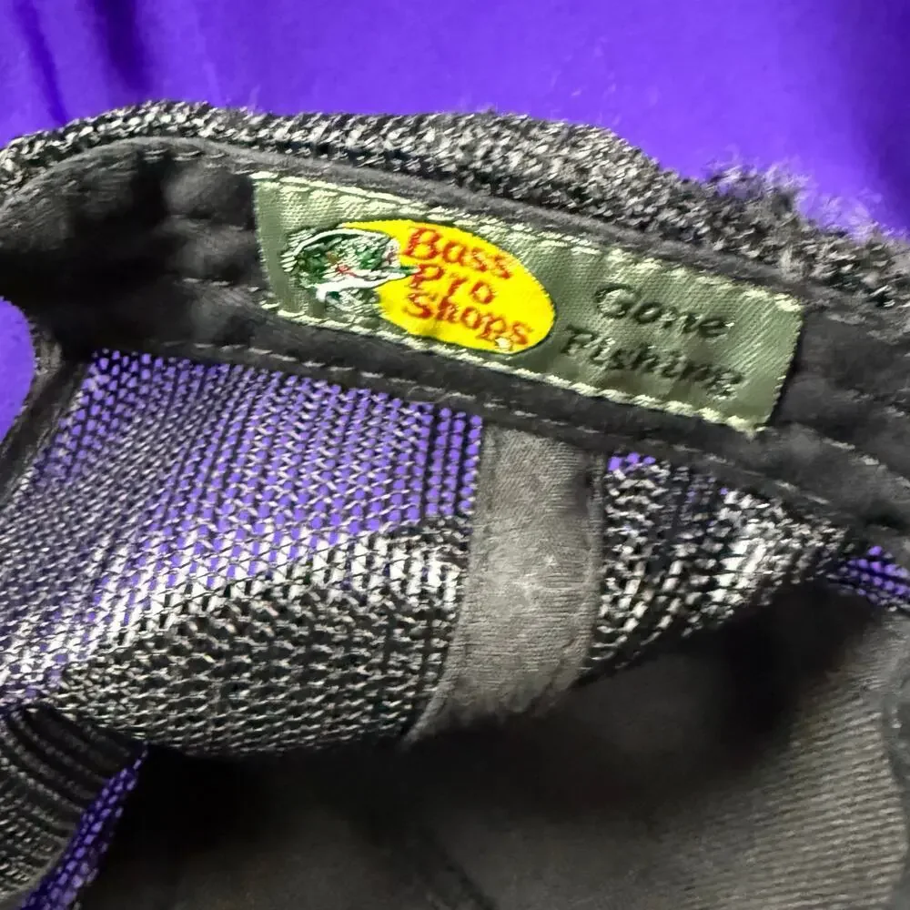 Bass Pro Shop “Gone fishing” Trucker cap Snagging on side of mesh